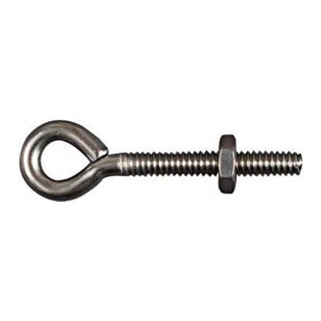 Eye Bolt 3/16, 1.41 In Shank, 0.28 In ID, Stainless Steel, Weatherguard Coated